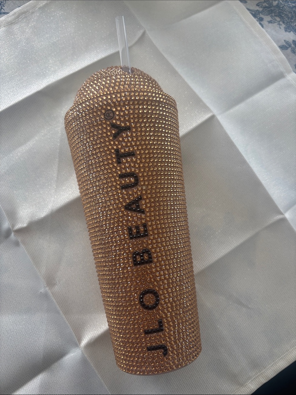 JLO Beauty Gold Crystal Tumbler